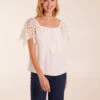Crochet Lace Milkmaid Puff Ball Top