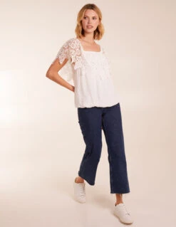 Crochet Lace Milkmaid Puff Ball Top -Soft Dress Wear Sales Store BV245429014 130771