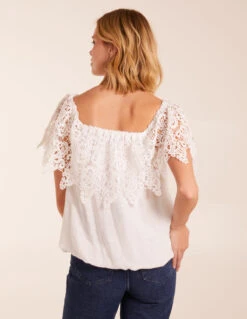 Crochet Lace Milkmaid Puff Ball Top -Soft Dress Wear Sales Store BV245429014 130773