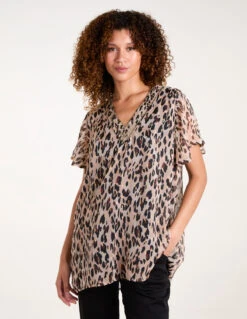 V Neck Animal Blouse