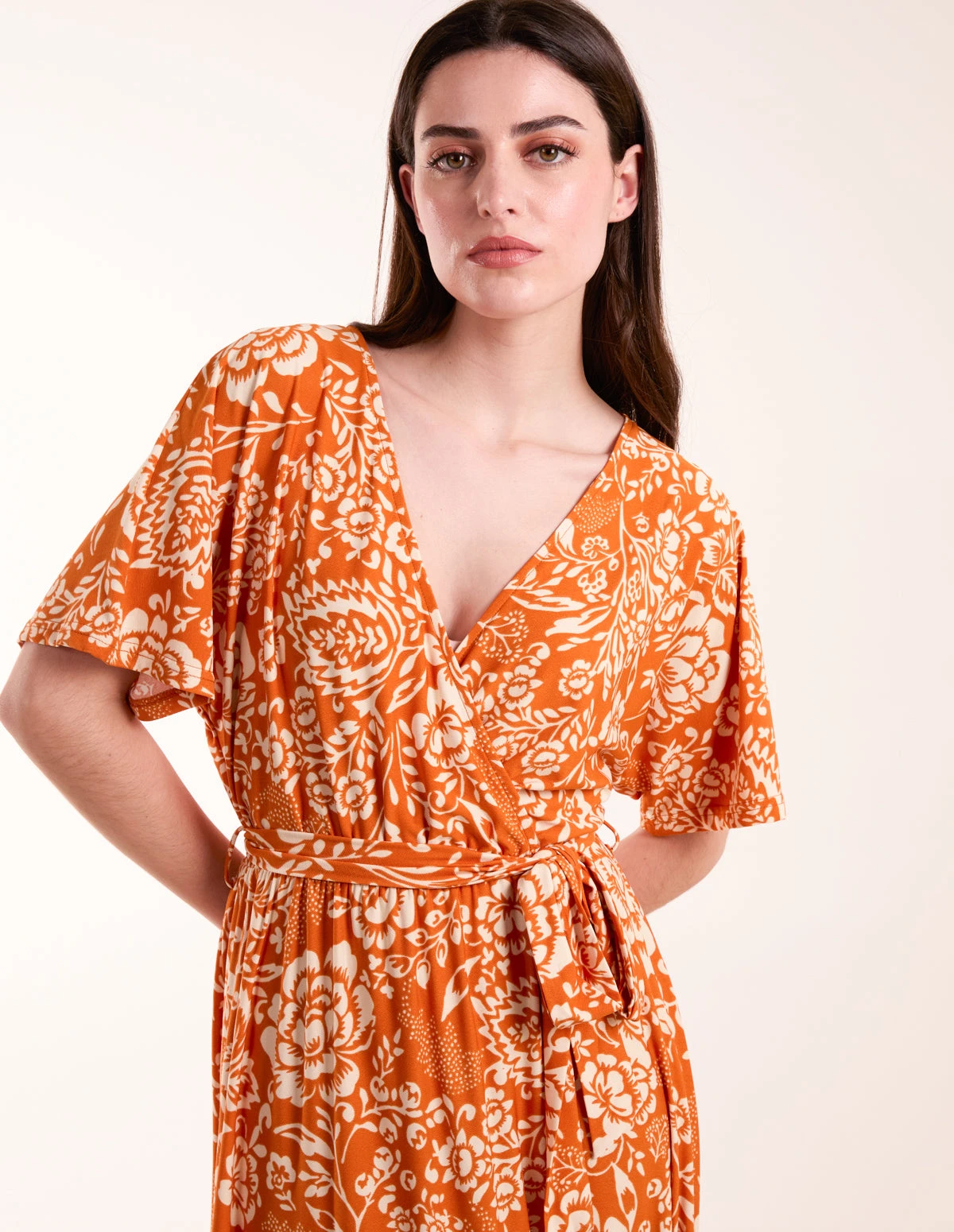 Double V Midi Dress With Tassel Tie 3 Double V Midi Dress With Tassel Tie - Image 3