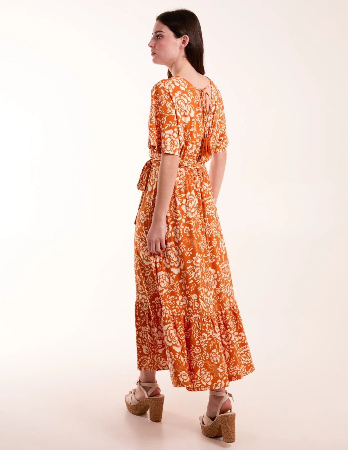 Double V Midi Dress With Tassel Tie 5 Double V Midi Dress With Tassel Tie - Image 5