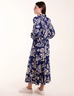 Shirred Bust Long Sleeve Midi Dress -Soft Dress Wear Sales Store BV245830008 130652