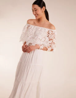 Crochet Lace Shirred Waist Midi Dress -Soft Dress Wear Sales Store BV245835014 130715
