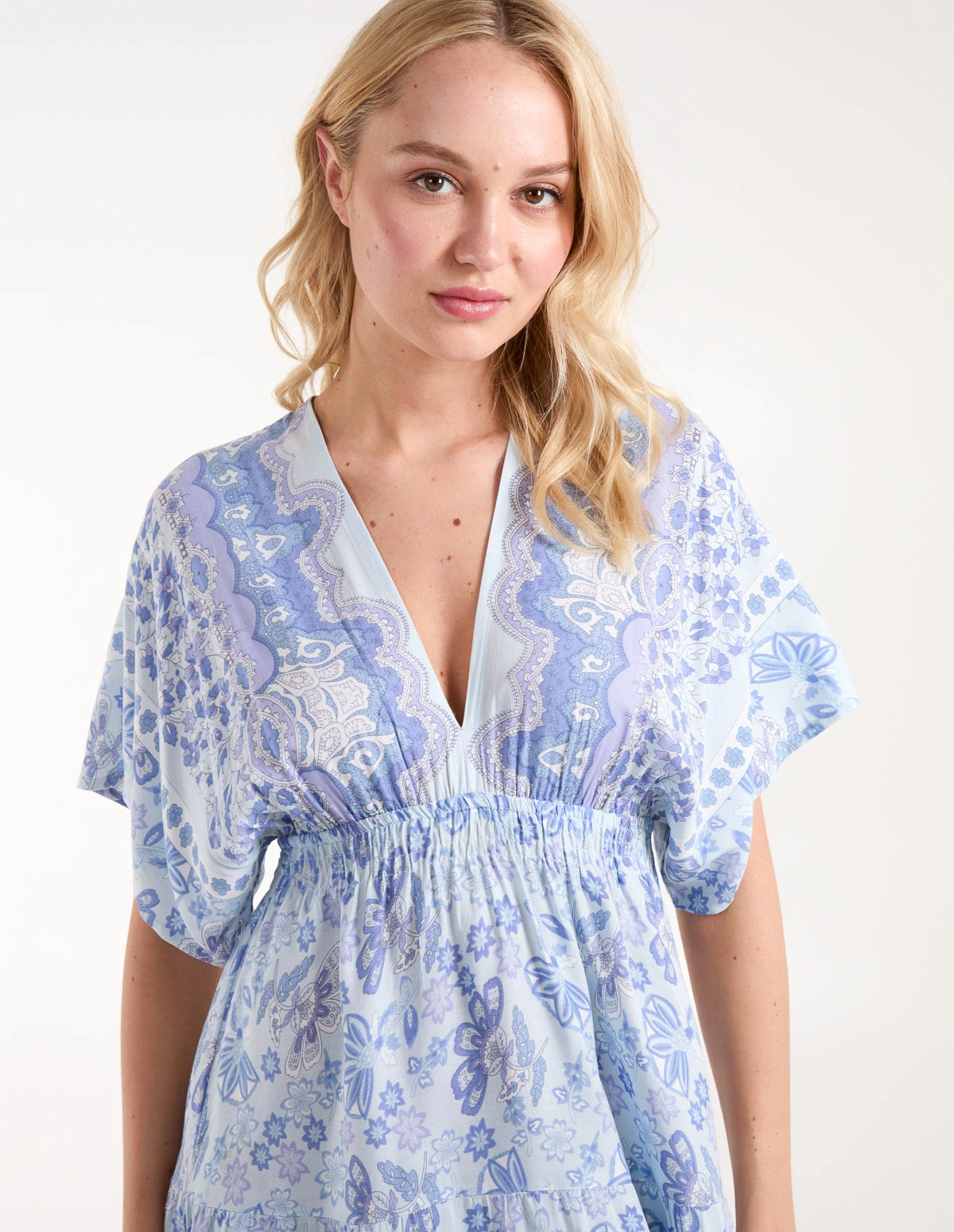 Angel Sleeve V Neck Tassel Back Maxi Dress 4 Angel Sleeve V Neck Tassel Back Maxi Dress - Image 4