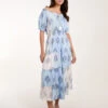 Printed Bardot Tassel Midi Dress