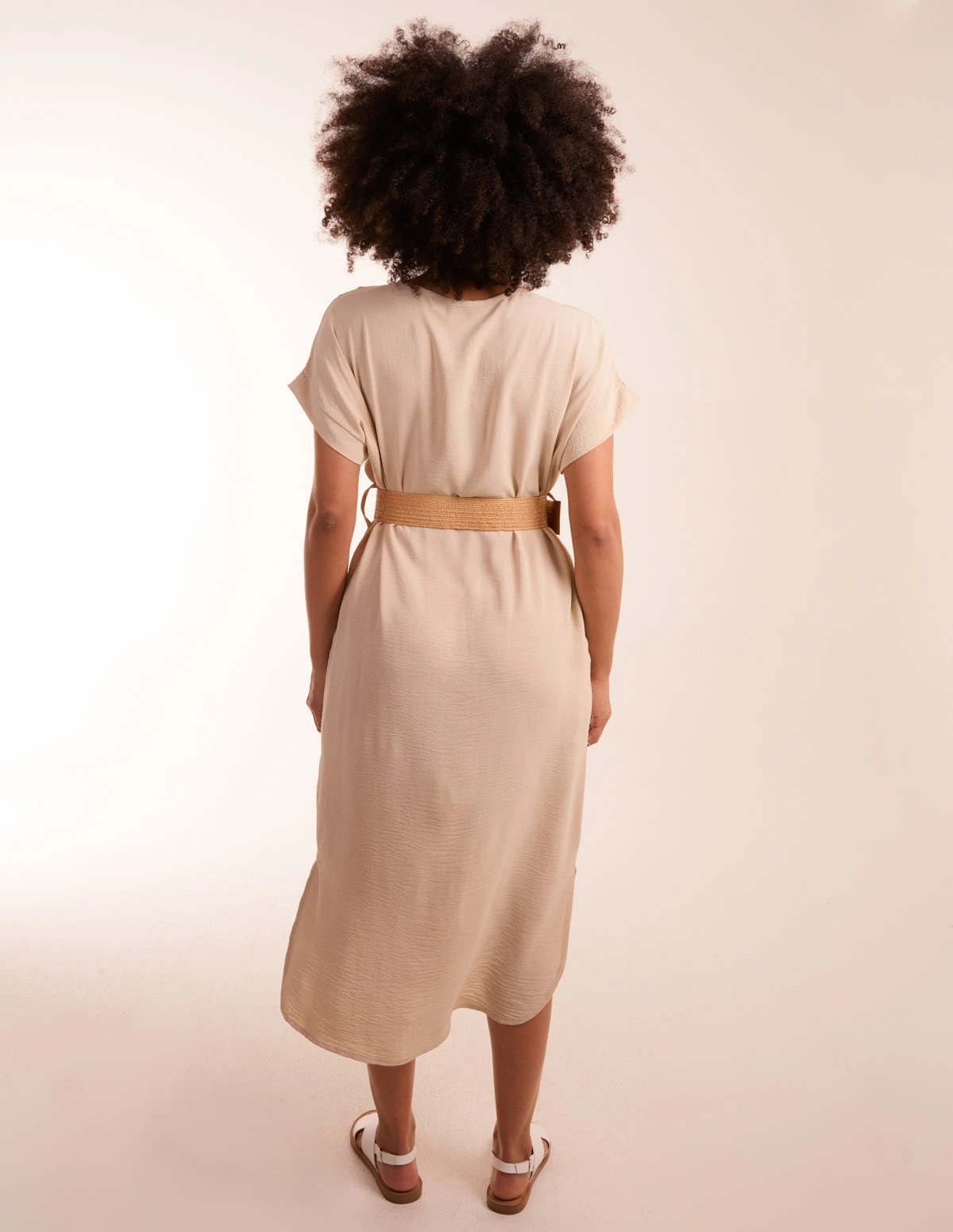 Belted V Neck Midi Dress 4 Belted V Neck Midi Dress - Image 4