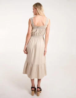 Shirred Detail Midi Dress -Soft Dress Wear Sales Store BV245904 STONE 1