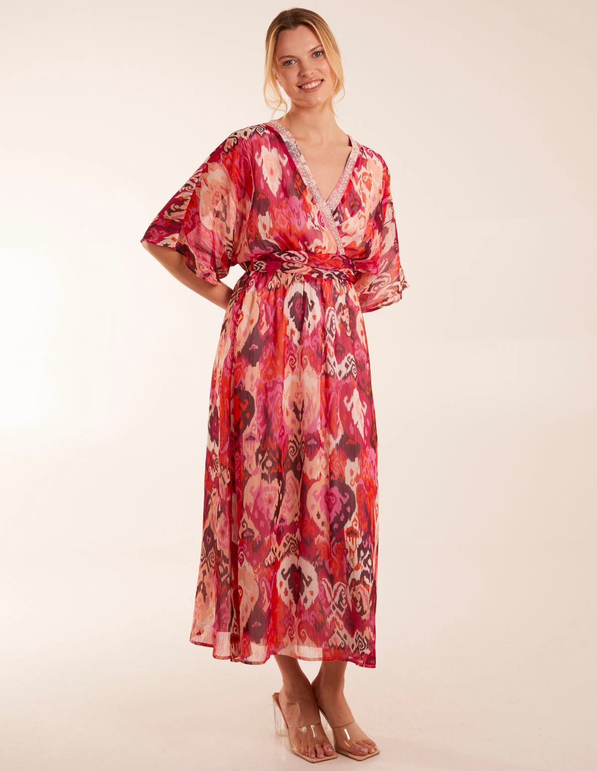 Embellished Neck V Front V Back Midi 1 Embellished Neck V Front V Back Midi