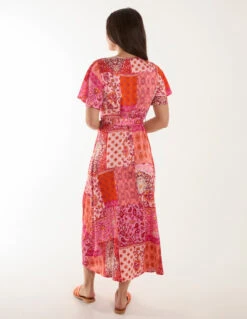 Patchwork Button Through Belted Midi Dress -Soft Dress Wear Sales Store BV245912020 131745