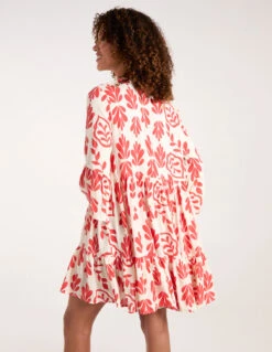 Tie Front Smock Dress -Soft Dress Wear Sales Store BV245962 RED 5089