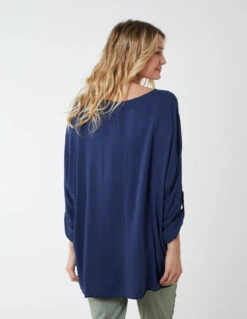 Double Twist Oversize Turn Back Sleeve Top -Soft Dress Wear Sales Store BV2549 NAVY 5352 1