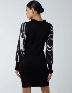 Marble Sleeve Dress 7 Marble Sleeve Dress -Soft Dress Wear Sales Store BV2563 BLACK 22822