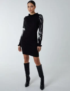 Marble Sleeve Dress 6 Marble Sleeve Dress -Soft Dress Wear Sales Store BV2563 BLACK 22862