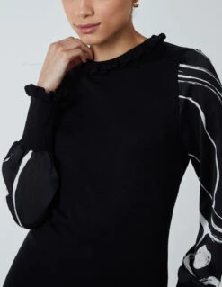 Marble Sleeve Dress 5 Marble Sleeve Dress -Soft Dress Wear Sales Store BV2563 BLACK 22884