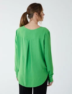 Crossover Woven Plain Blouse -Soft Dress Wear Sales Store BV2623 GREEN 8812