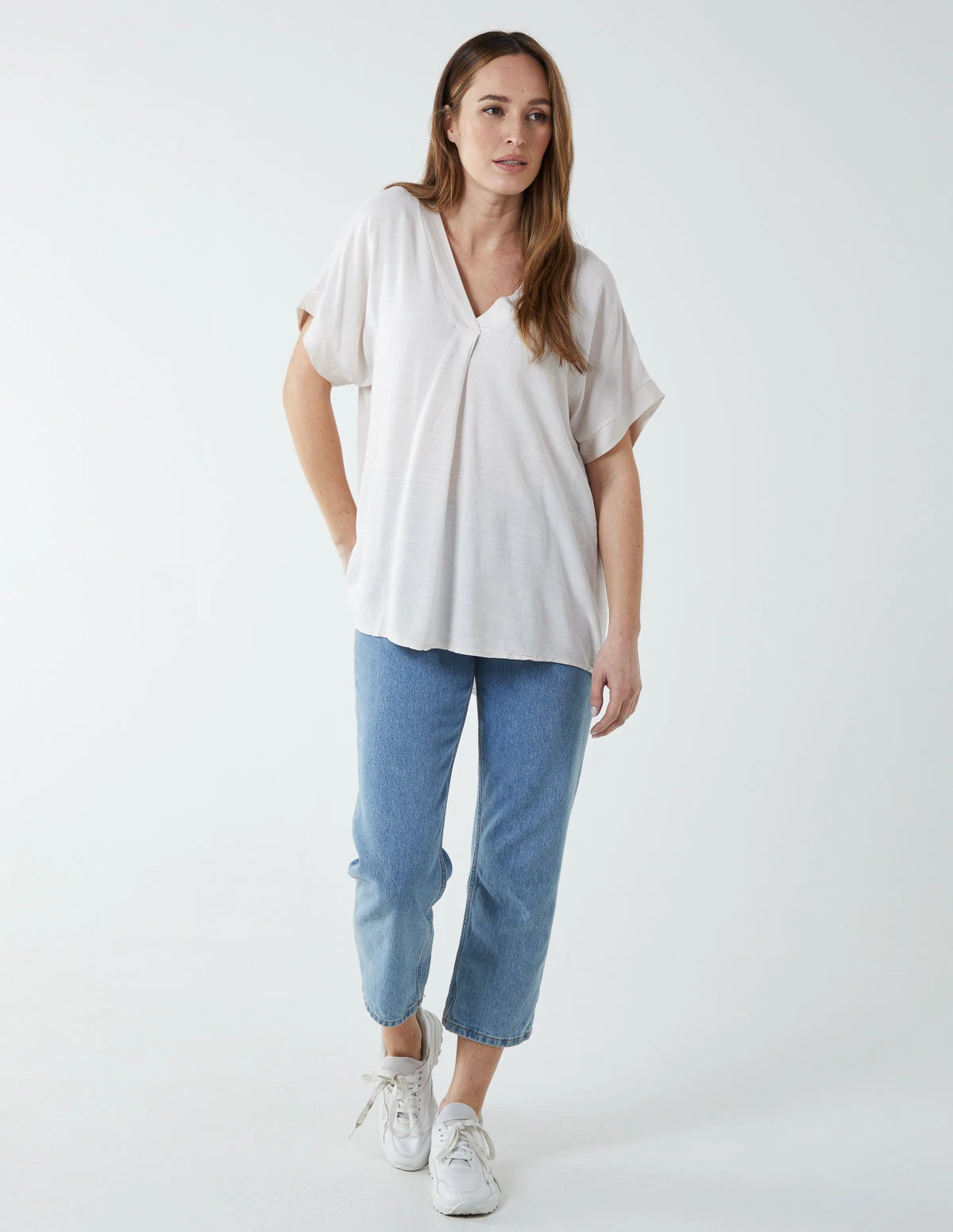 Satin Trim V Neck Top 1 Satin Trim V Neck Top