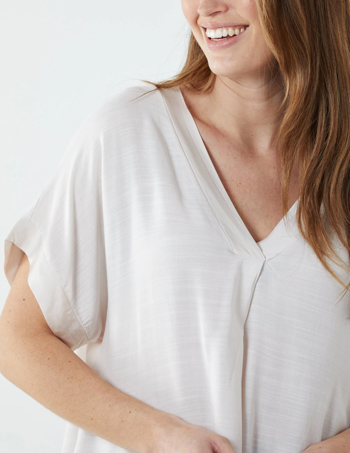 Satin Trim V Neck Top 2 Satin Trim V Neck Top - Image 2