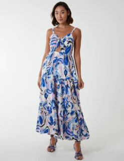 Abstract Tie Detail Dress 6 Abstract Tie Detail Dress -Soft Dress Wear Sales Store BV2659 BLUE 2396