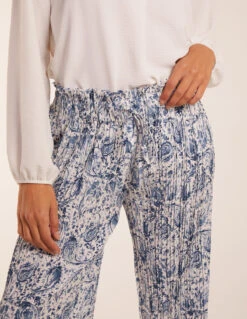 Paisley Wide Leg Culotte Trousers -Soft Dress Wear Sales Store BV2664 BLUE 34997
