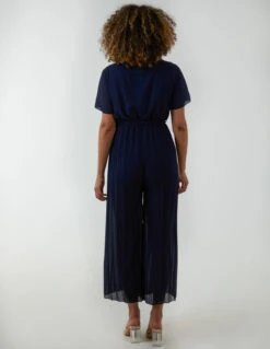 Pleated Wrap Over Jumpsuit -Soft Dress Wear Sales Store BV2682IT NAVY 3050