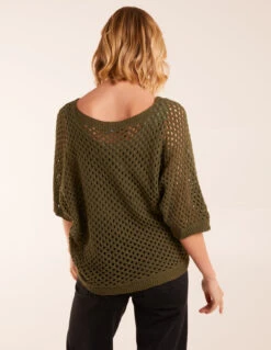 Crochet V Neck Top 7 Crochet V Neck Top -Soft Dress Wear Sales Store BV2787 KHAKI 0576