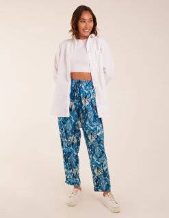 Foil Detail Capri Trousers -Soft Dress Wear Sales Store BV2804 BLUE 5800