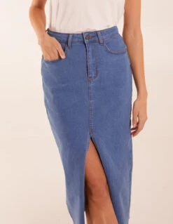 High Rise Denim Maxi Skirt -Soft Dress Wear Sales Store BV2943262 130217