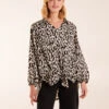 High Low Hem Tie Knot Blouse