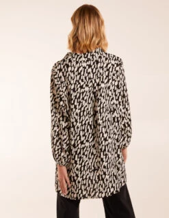 High Low Hem Tie Knot Blouse -Soft Dress Wear Sales Store BV3058 BLACKWHITE 0625