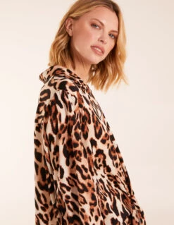 Leopard Print Blouse -Soft Dress Wear Sales Store BV3059 STONE 0267