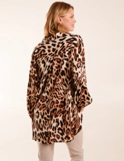 Leopard Print Blouse -Soft Dress Wear Sales Store BV3059 STONE 0288