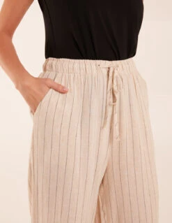 Stripe Wide Leg Linen Trousers -Soft Dress Wear Sales Store BV3146001 130221