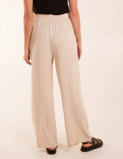 Stripe Wide Leg Linen Trousers -Soft Dress Wear Sales Store BV3146001 130222