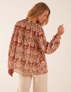 Twist Hem Print Blouse 7 Twist Hem Print Blouse -Soft Dress Wear Sales Store BV3167 BEIGE 44404