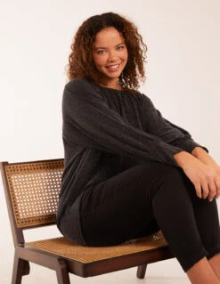 Wide Scoop Batwing Hem Metallic Top -Soft Dress Wear Sales Store BV3314IT BLACKSILVER 20186