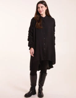 Elasticated Sleeve Oversized Blouse 5 Elasticated Sleeve Oversized Blouse -Soft Dress Wear Sales Store BV3468 BLACK 0552