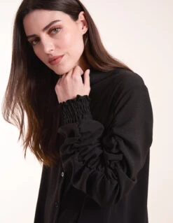 Elasticated Sleeve Oversized Blouse 6 Elasticated Sleeve Oversized Blouse -Soft Dress Wear Sales Store BV3468 BLACK 0600
