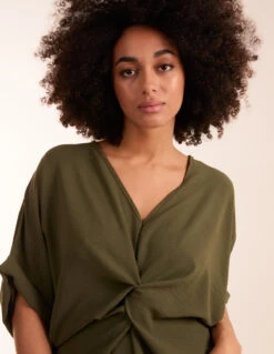Knot Detail Top 6 Knot Detail Top -Soft Dress Wear Sales Store BV3557 KHAKI 10561