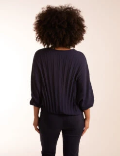 Pleated Batwing Top -Soft Dress Wear Sales Store BV3562 NAVY 10421