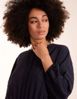 Pleated Batwing Top -Soft Dress Wear Sales Store BV3562 NAVY 10446