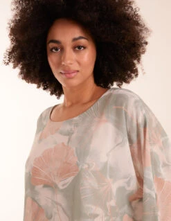 Feather Shell Print Top 6 Feather Shell Print Top -Soft Dress Wear Sales Store BV3575 SAGE 10339