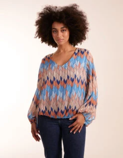 Zig Zag Print Bubble Hem Top