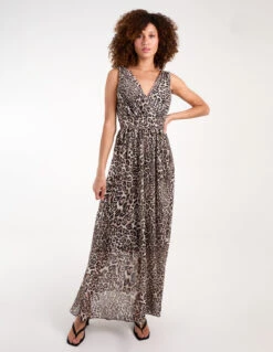 Leopard Print Maxi Dress -Soft Dress Wear Sales Store BV3880 ANIMAL 35338