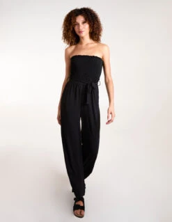 Shirred Bandeau Jumpsuit -Soft Dress Wear Sales Store BV3925 BLACK 5174