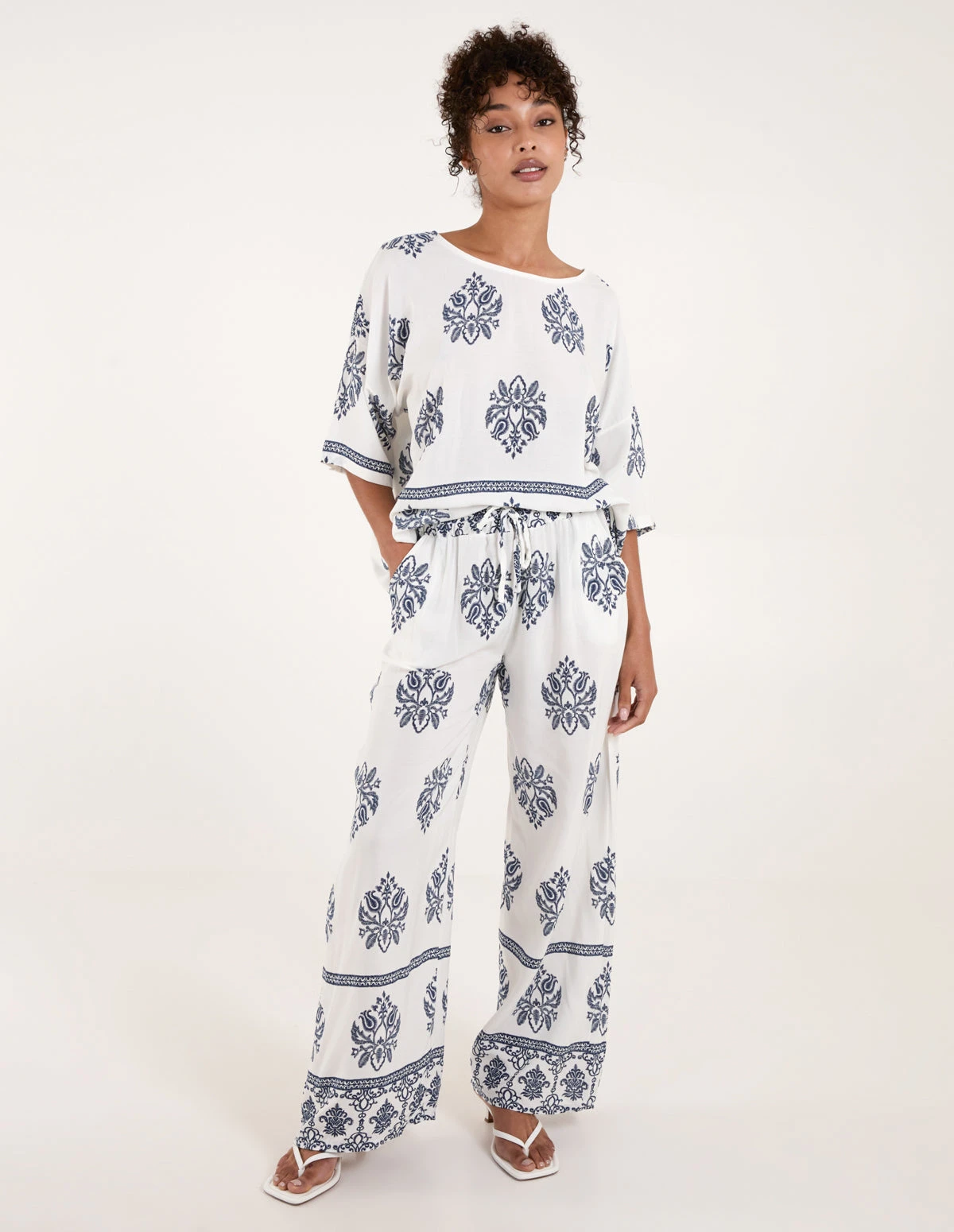 Border Print Wide Leg Trouser 2 Border Print Wide Leg Trouser - Image 2