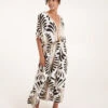 Swirl Feather Print Tassel Dress