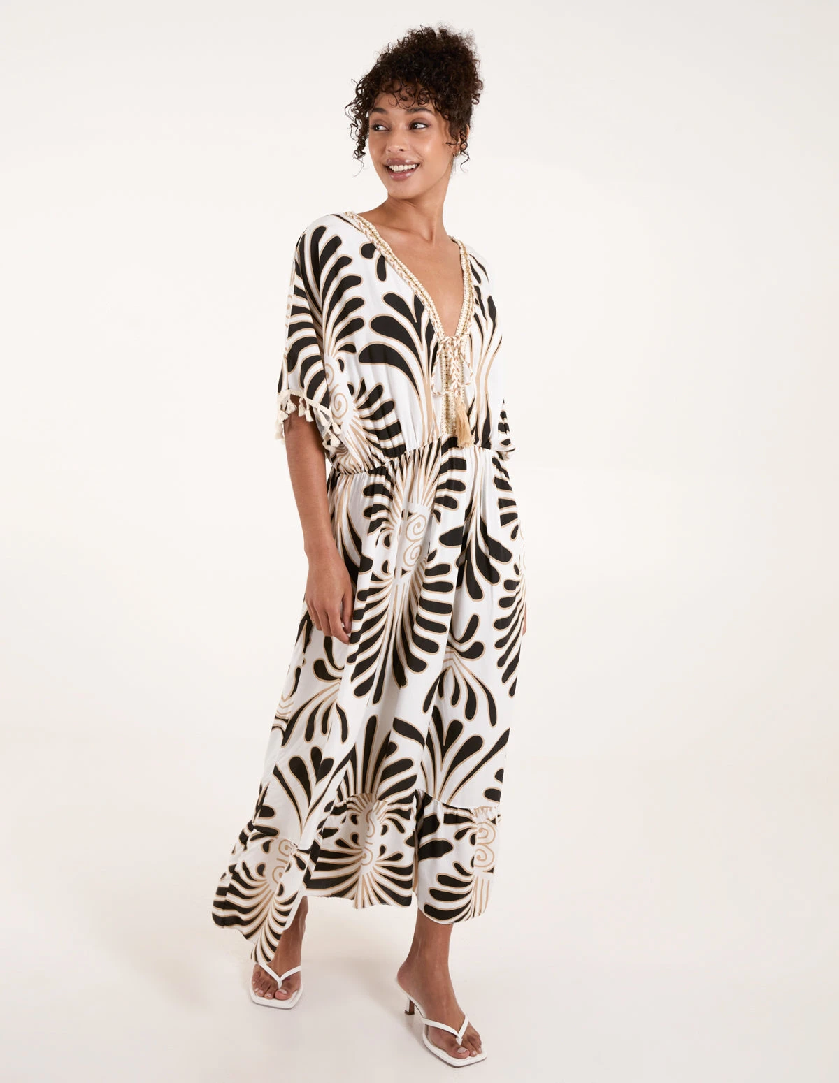 Swirl Feather Print Tassel Dress 1 Swirl Feather Print Tassel Dress