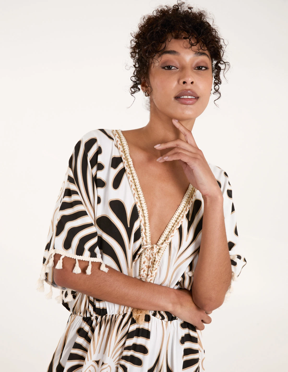 Swirl Feather Print Tassel Dress 2 Swirl Feather Print Tassel Dress - Image 2