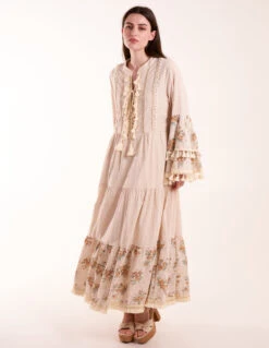 Ruffle Dress With Long Sleeves 6 Ruffle Dress With Long Sleeves -Soft Dress Wear Sales Store BV5100 STONE 3378 2